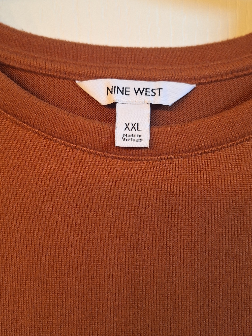 A new day Rust-Colored Long Sleeve Shift Dress with Puff Sleeves - Picture 3 of 4